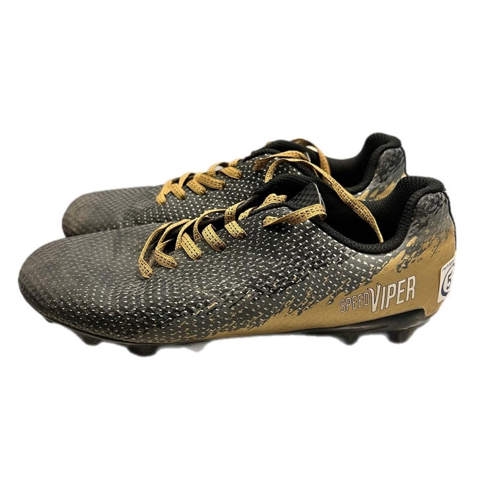 DSG Black and Gold Athletic Soccer Shoes with Textured Upper